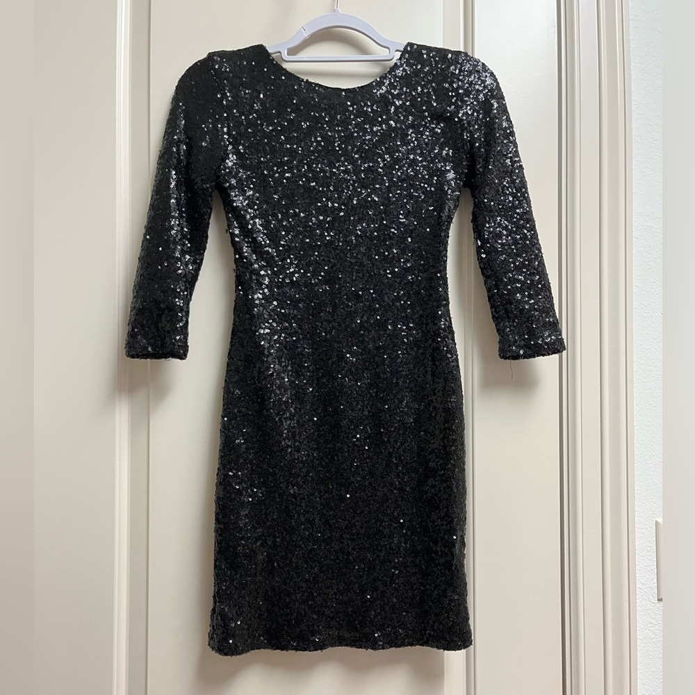 ASOS TFNC London Black Sequin Low-back Bodycon Dress